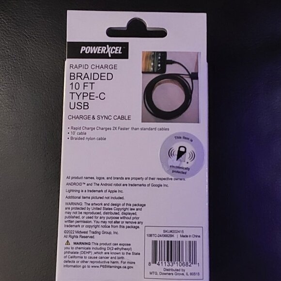 Rapid Charge Braided 10Ft Type-C USB Charge & Sync Cable | Powerxcel - Picture 2 of 4